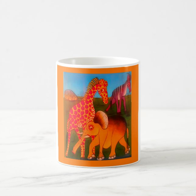 Caneca De Café Impressão de Arte Animal Africano (Centro)