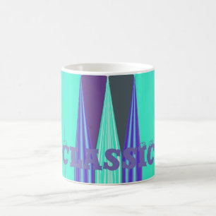 Caneca De Café Impressão de Arte Chevron Azul Roxo Ciano Edgy