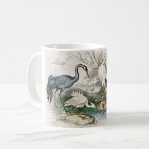 Caneca De Café Impressão de Arte da Natureza com Garça, Cegonha e