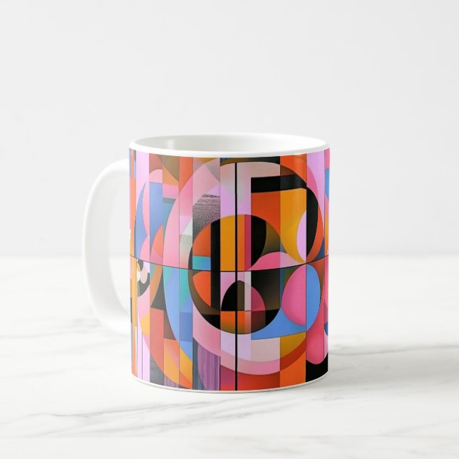 Caneca De Café Impressão de Arte de Parede Formas Geométricas e C (Frente Esquerda)