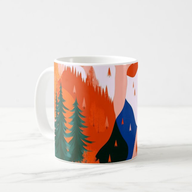 Caneca De Café Impressão de Arte de Parede Formas Geométricas e C (Frente Esquerda)