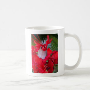 Caneca De Café Impressão de Arte de Pena de Pétala Vermelha