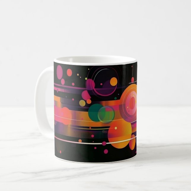 Caneca De Café Impressão de Arte para Parede com Formas Geométric (Frente Esquerda)