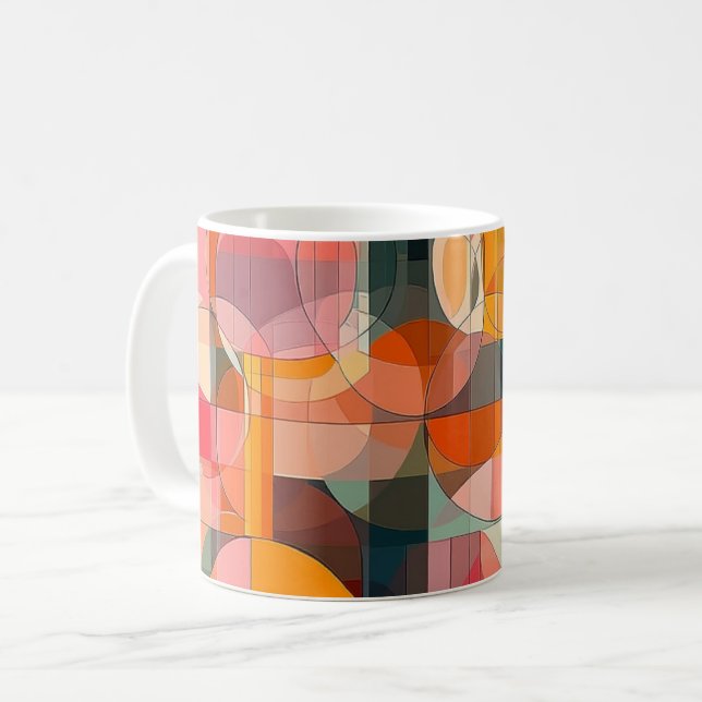 Caneca De Café Impressão de Arte para Parede com Formas Geométric (Frente Esquerda)