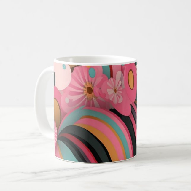 Caneca De Café Impressão de Arte para Parede com Formas Geométric (Frente Esquerda)