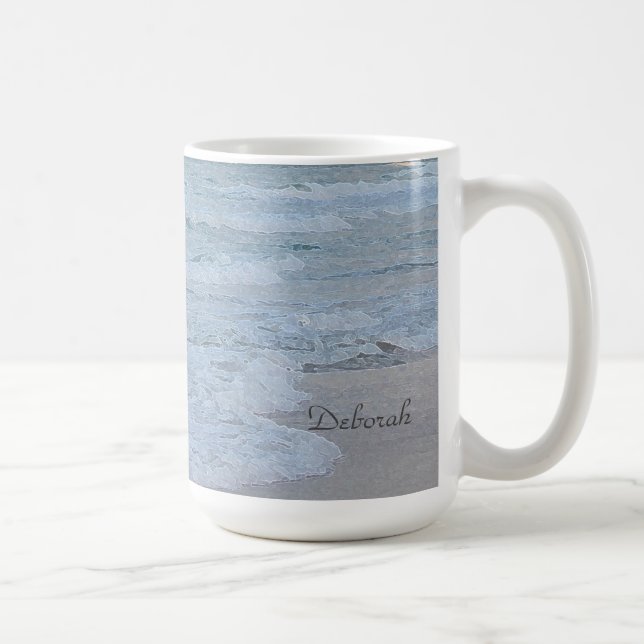 Caneca De Café Impressão de arte personalizada Blue Ocean Waves A (Direita)
