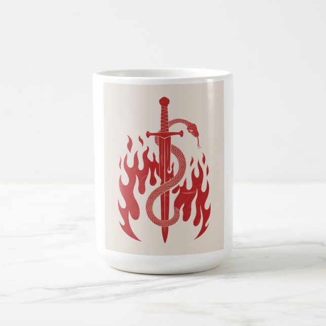 Caneca De Café Impressão de Arte Risograph de Cobra e Espada | Ch (Centro)