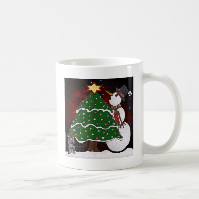 Caneca De Café Impressão de Arte Surpresa de Árvore de Natal (Direita)