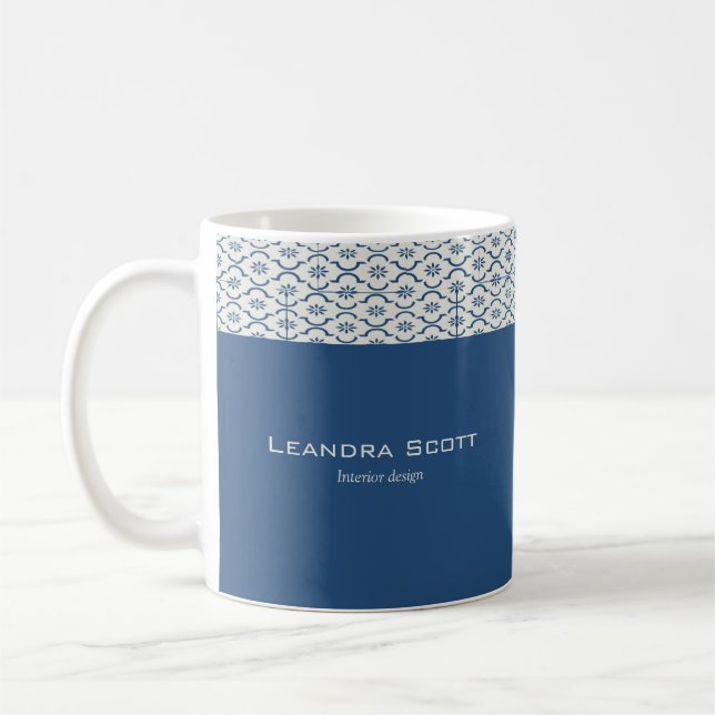 Caneca De Café Impressão de azulejos azul cinza (Esquerda)