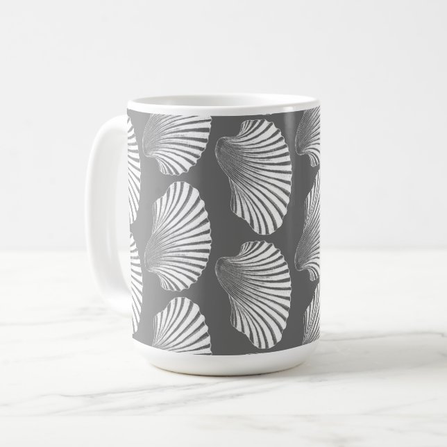 Caneca De Café Impressão de Bloco de Shell Scallop, Cinzas e Bran (Frente Esquerda)