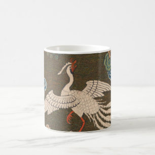 Caneca De Café Impressão de bordado em seda de pássaro branco chi