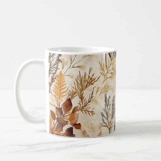 Caneca De Café Impressão de Botânica Aestética Cozy Autumn (Esquerda)