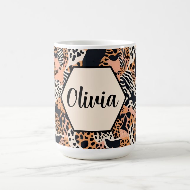 Caneca De Café Impressão de Chita Personalizada e Zebra (Centro)