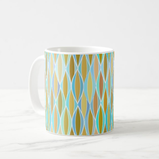 Caneca De Café Impressão de fita do século médio - blues e neutra (Frente Esquerda)