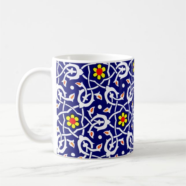 Caneca De Café impressão de flores e nós (Esquerda)