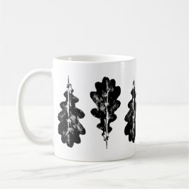 Caneca De Café Impressão de folha de carvalho preto e branco