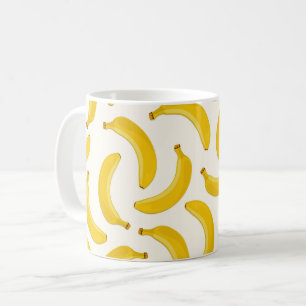 Caneca De Café Impressão de Fruta tropical Bananas, amarela e bra