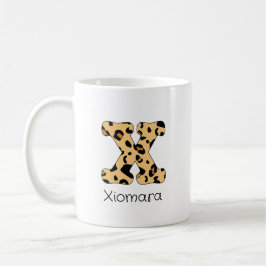 Caneca De Café Impressão de leopardo Inicial x Minúscula e Nome