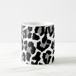 Caneca De Café Impressão de leopardo preto e branco da PixDezines