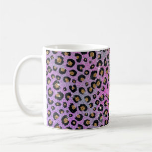 Caneca De Café Impressão de Leopardo Preto, Preto, Azul-Cor-de-R