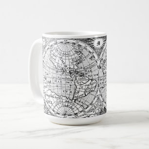 Caneca De Café Impressão de Mapa Mundial Antiquado com Modelo de 