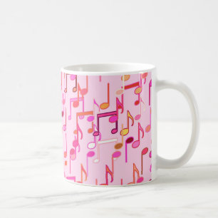 Caneca De Café impressão de Notas Musicais - rosa, multicamadas