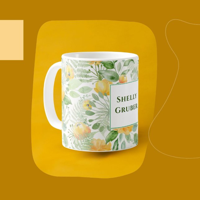 Caneca De Café Impressão de Papel de Carteira Rosa Amarelo-Limão (Criador carregado)