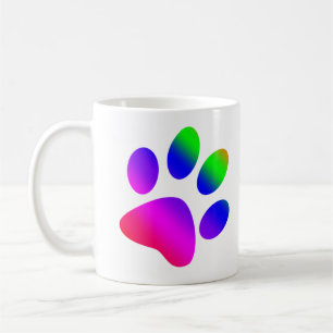 Caneca De Café Impressão de Pata de Animal Colorida como um Arco-
