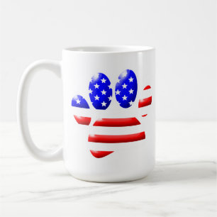 Caneca De Café Impressão de Pata de Cachorro com Bandeira dos EUA