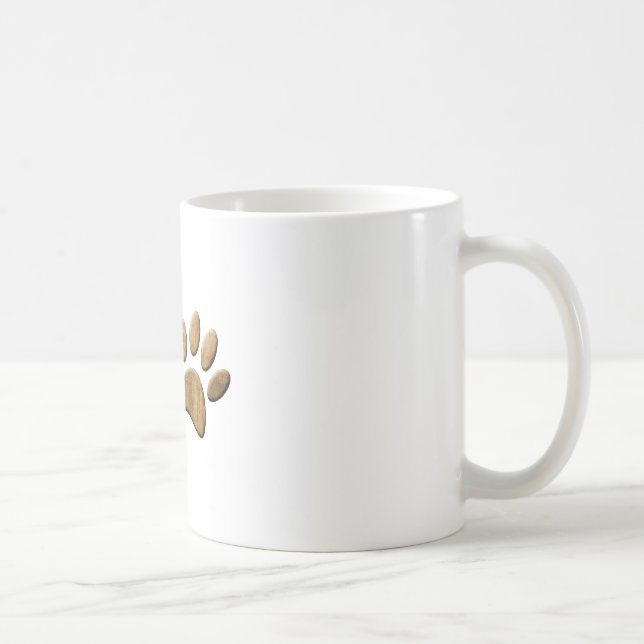 Caneca De Café Impressão de Pata de Cachorro em Madeira (Direita)