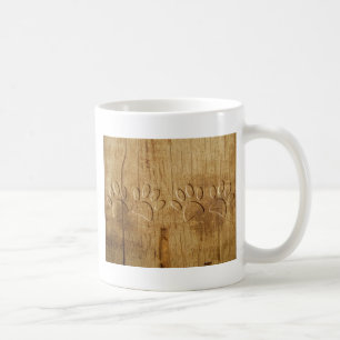 Caneca De Café Impressão de Pata de Cachorro em Madeira Talhada