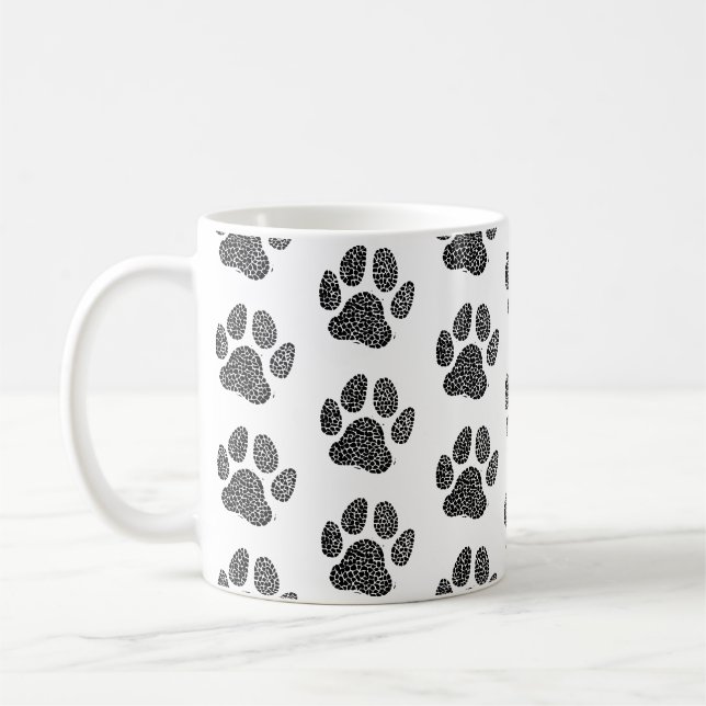 Caneca De Café Impressão de Pata de Cachorro Preto e Branco em Li (Esquerda)