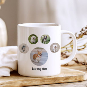 Caneca De Café Impressão de Pata de Fotografia de Cão Personaliza