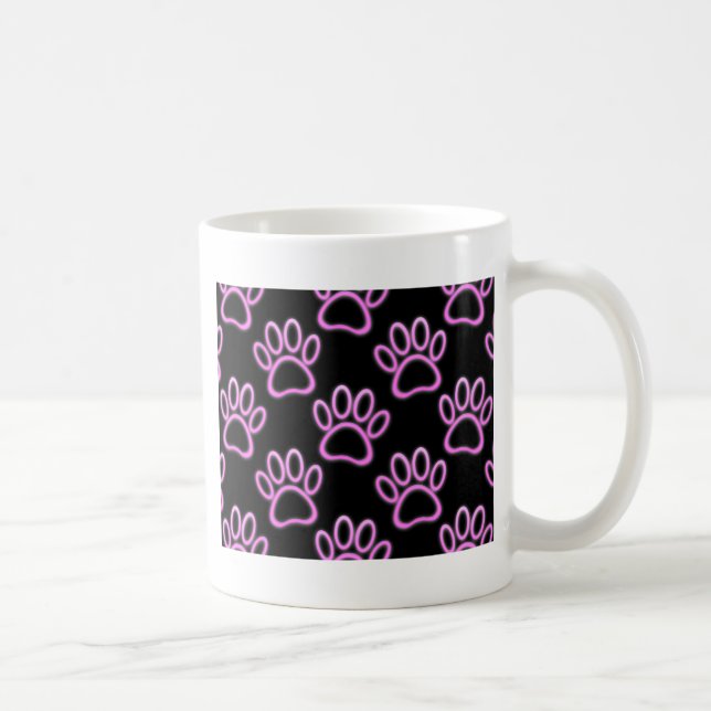 Caneca De Café Impressão de Pata Neo-Cão Rosa (Direita)