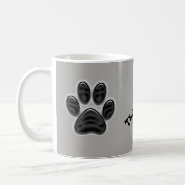 Caneca De Café Impressão de Paw Shimmer Preto Obrigado Cuidador d (Esquerda)