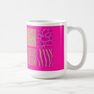Caneca De Café Impressão de pelo de animal selvagem rosa