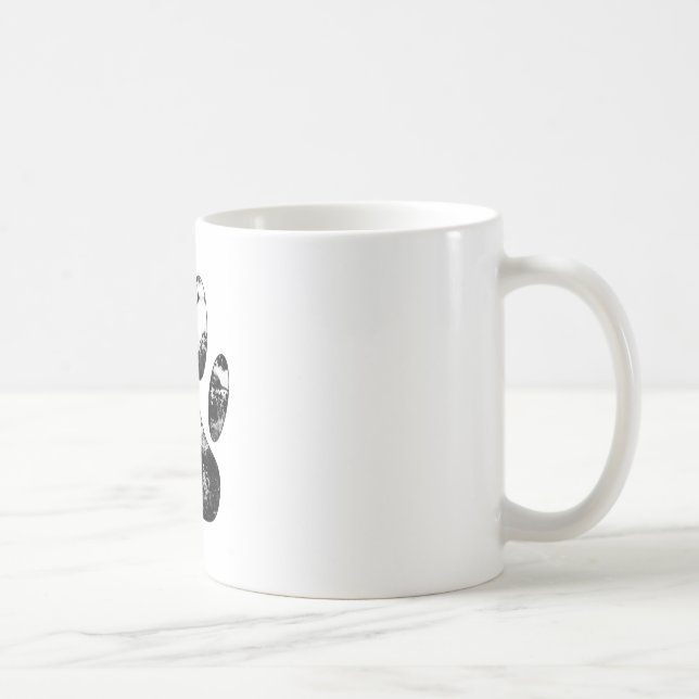 Caneca De Café Impressão de Pista de Cachorro Preto e Branco (Direita)