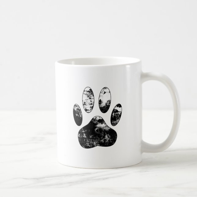 Caneca De Café Impressão de Pista de Cachorro Preto e Branco (Direita)