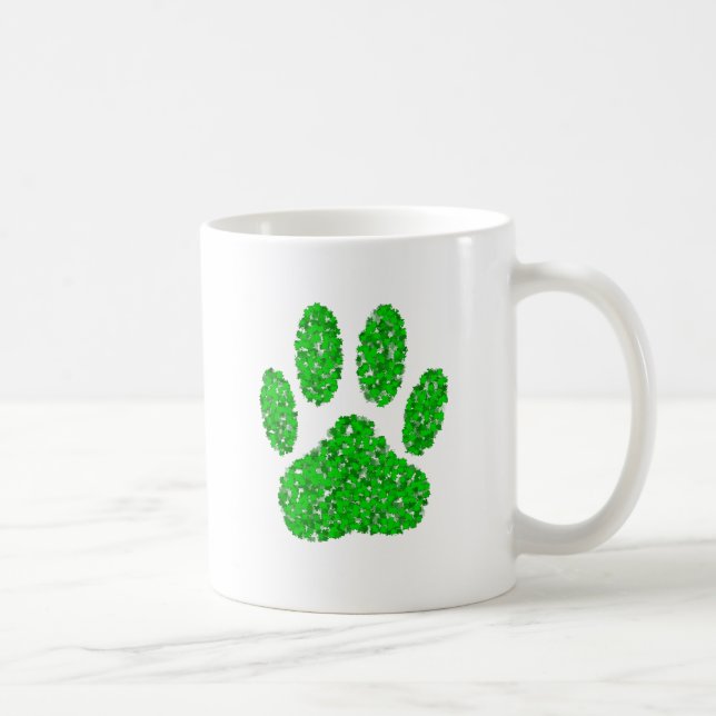 Caneca De Café Impressão de Pista de Cachorro Verde (Direita)