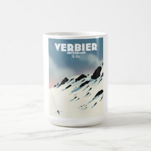 Caneca De Café impressão de poster de viagens de esqui de Verbie