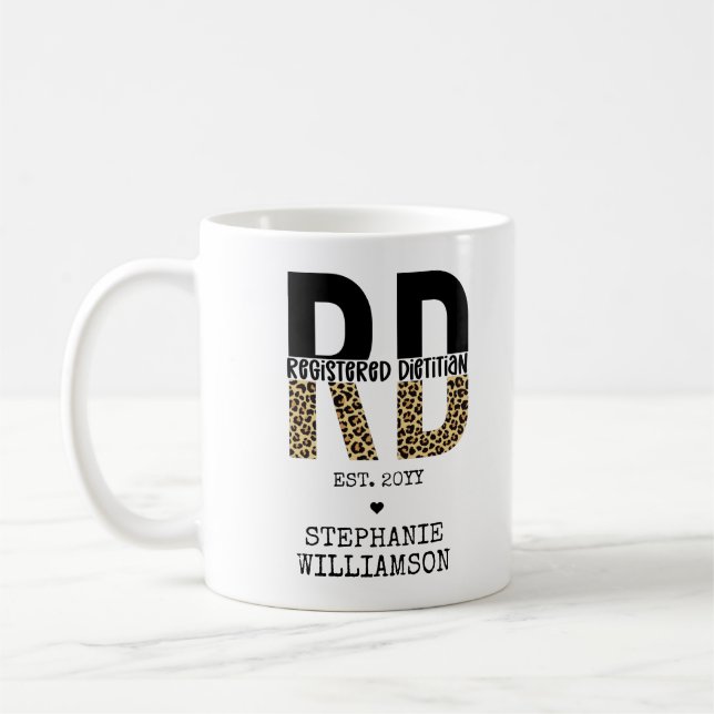 Caneca De Café Impressão de Queijos Dietitianos de RD Registrados (Esquerda)