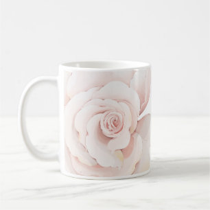 Caneca De Café Impressão de Rosa Branca Ilustrada Mão