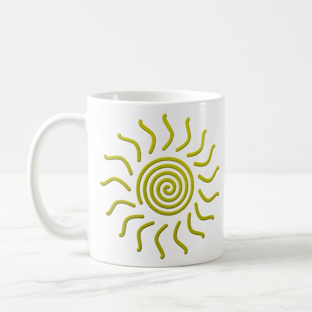 Caneca De Café Impressão de Sol Amarelo Cortado de Papel (Esquerda)