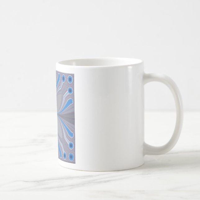 Caneca De Café Impressão de Textura de Bolinhas de Cinza Azul (Direita)