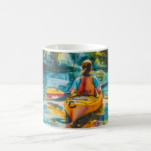 Caneca De Café Impressão de Watercolor Kayak