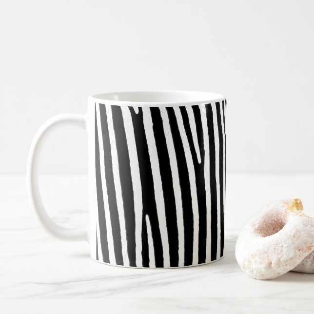 Caneca De Café Impressão de zebra, Stripes preto e branco. (Com Donut)
