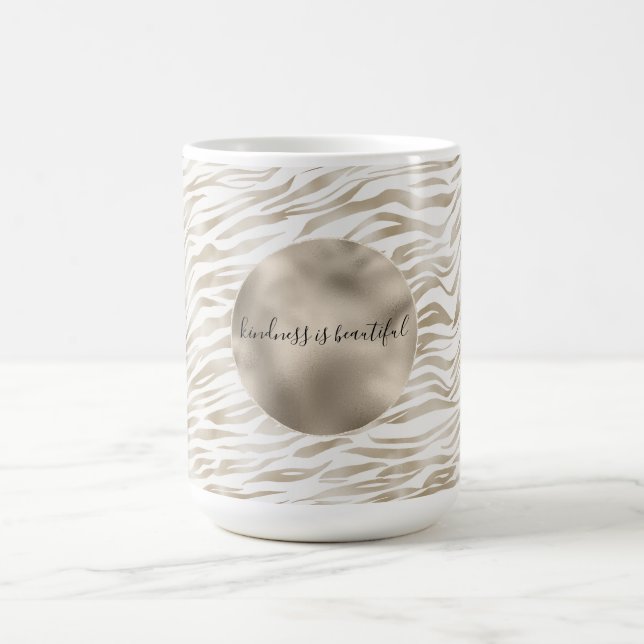 Caneca De Café Impressão de Zen Cream Branco Cacau Castanho Zebra (Centro)