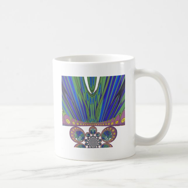 Caneca De Café Impressão Design de Arte Decorânea Azul Roxo (Direita)