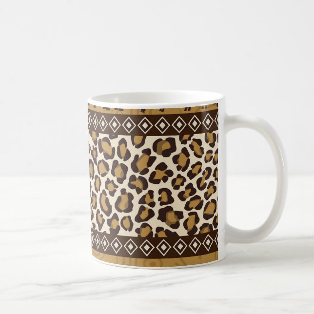 Caneca De Café Impressão do leopardo e animais africanos (Direita)