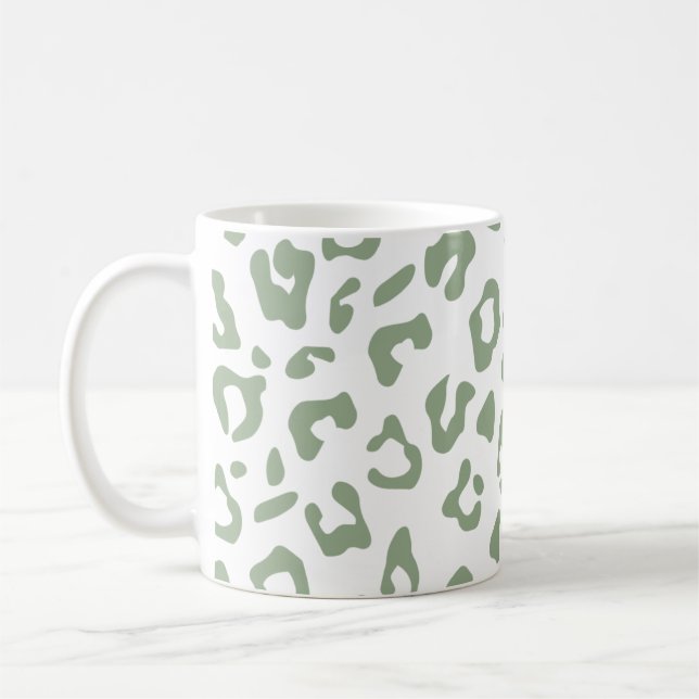 Caneca De Café Impressão do Leopardo Impressão Verde em Animais (Esquerda)